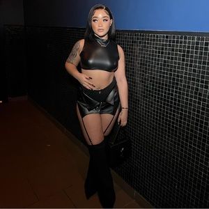 ZIP UP CUTOUT POCKET PATCHED PANTS